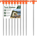 7-Inch Galvanized Steel Tent Stakes, 10-Pack Ground Pegs with High-Visibility Orange Heads